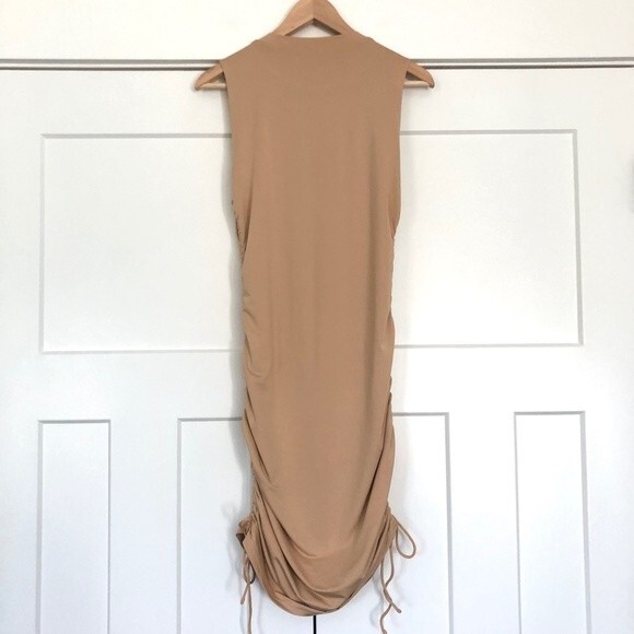 ❤️ Superdown Cory Ruched Side Mini Dress in Nude/Tan - XL - Picture 6 of 10